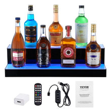 24 Inch LED Lighted Liquor Bottle Display  2 Tiers With RF Remote & App Control