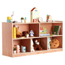 5-Compartment Cubby Mobile Tray Storage Cabinet 2-Shelf Classroom Cubbies (Natural)