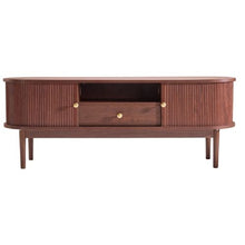 58 In Mid Century Modern TV Stand with Drawer Open Shelves & Rolling Door for Living Room & Bedroom