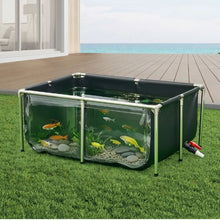 126.8-Gal PVC Koi Fish Pond with Viewing Panel Stainless Steel Frame & Drain Valve