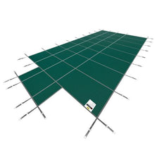 16x32 ft Pool Safety Cover with 4x10 ft Center End Step Mesh Winter Cover Green