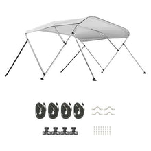 3 Bow Boat Bimini Top – 600D Waterproof Polyester Canopy Aluminum Frame Sun Shade Awning with Storage Bag 72 L x 73-78 W x 46 H (Light Grey)