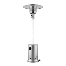 50,000 BTU Propane Patio Heater Hammered Metal Round Table & Wheels (Silver)