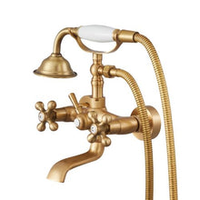 Clawfoot Tub Faucet Wall-Mount Bathtub Filler Handheld Shower Brushed Gold 360° Spout