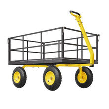 1400 LBS Steel Garden Cart 2-in-1 Utility Wagon with 13" All-Terrain Tires & Mesh Sides