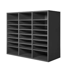 24-Compartment Wooden Literature Organizer with Adjustable Shelves for MDF Mail Sorter for Files & Documents (Grey)