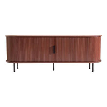 58 In Boho TV Stand with Adjustable Shelves & Rolling Door for Living Room Bedroom (Brown)
