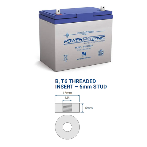 12V 55Ah M6/U Terminal SLA Rechargeable Battery PS-12550 (Pack of 2)