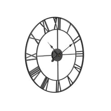 Wall Clock 24" Roman Numeral Wall Clock, Silent Battery Operated Round Clock (Black)