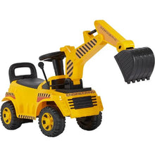 Ride-On Excavator Push Car for Toddlers, 19–36 Months, Helmet & Music, 55 lbs Capacity
