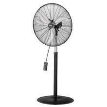 24-Inch Industrial Pedestal Fan - 85° Oscillating 3-Speed Adjustable Standing Fan (Black)