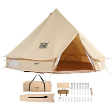 13.12 Ft Canvas Bell Tent – 4-Season Yurt Tent with Stove Jack for 6 People