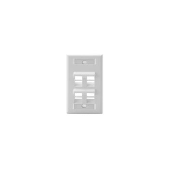 Angled Single-Gang QUICKPORT Wallplate 4-Port White 42081-4WS