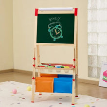 Kids 3-in-1 Wooden Art Easel – Double-Sided Magnetic Whiteboard & Chalkboard with Paper Roll
