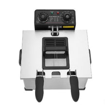 Commercial Electric Deep Fryer 1700W 9.51Qt Stainless Steel with Large & Small Baskets Temp Control & Timer (Silver)