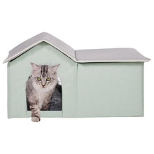 Heated Outdoor Cat House with Adjustable Temperature Foldable Shelter Heated Pad for Winter Green (Large)