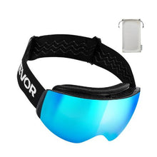 Frameless Ski Goggles with Blue Revo Spherical Lens OTG Anti-Fog for Men, Women & Youth