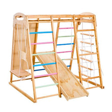 9-in-1 Montessori Indoor Jungle Gym, Wooden Climbing Playset with Monkey Bar Slide Swings & More