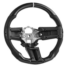 Ford Mustang Steering Wheel 2010–2014 Carbon Fiber Flat-Bottom Design Non-Slip Leather Grip (Black)