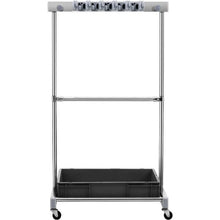 Garden Tool Organizer 10-Slot Metal Rack with Hooks & Wheels for Rakes Brooms & Shovels