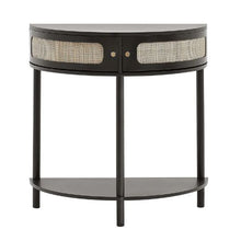 Half-Moon Rattan Console Table with Storage, (Black)