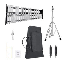 32-Note Glockenspiel Xylophone Set with Adjustable Stand, Mallets & Bag