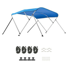 3 Bow Boat Bimini Top – 600D Waterproof Polyester Canopy Aluminum Frame Sun Shade Awning with Storage Bag 72 L x 85-90 W x 46 H (Pacific Blue)