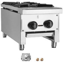 Commercial 2-Burner Gas Stove 56,000 BTU Propane/Natural Gas Countertop Range Stainless Steel