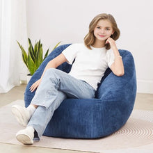 3ft Memory Foam Bean Bag Chair with Armrests & Pocket Teddy Velvet Cover (Blue)