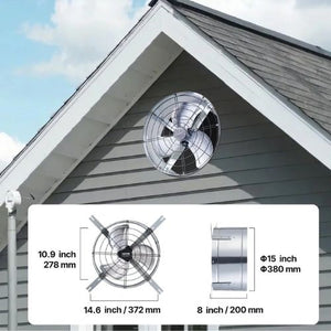 15-Inch Gable Mount Attic Exhaust Fan 1300 CFM with Adjustable Thermostat