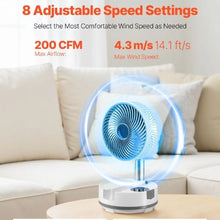 8 Inch 20000 mAh Battery Capacity Foldable Rechargeable Oscillating Fan – 3-in-1 with Remote Control and 8 Adjustable Speeds
