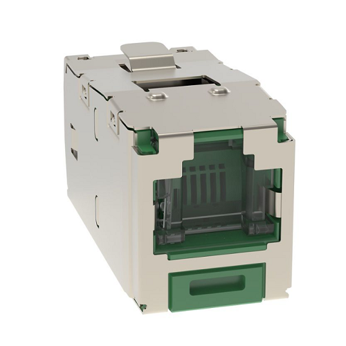 1 Port 22-26 AWG Mini-Com Cat6A 10Gig Shuttered Jack Module Shielded TG Style RJ45 CJSH6X88TGGRY
