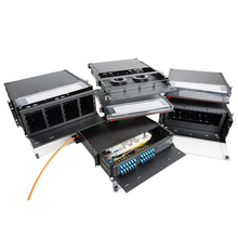 Fiber Enclosure Rack Mount 4RU Sliding 12 Adapter Plates Black RTS4U-12APB