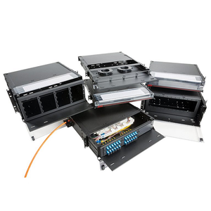 Fiber Enclosure Rack Mount 4RU Sliding 12 Adapter Plates Black RTS4U-12APB