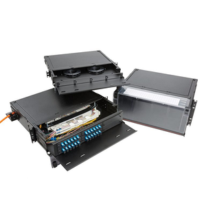Fiber Enclosure Rack Mount 4RU Sliding 12 Adapter Plates Black RTS4U-12APB