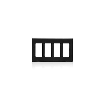 4 Gang Decora Plus Screwless Wallplate Polycarbonate Black 80312-SE