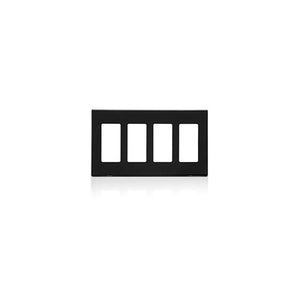 4 Gang Decora Plus Screwless Wallplate Polycarbonate Black 80312-SE
