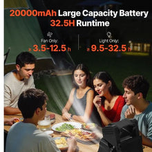 7W 8 Inch Portable Cordless Integrated 20000mAh Rechargeable Solar LED Lantern Fan