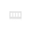 Leviton 4 Gang Decora Plus Screwless Wallplate Polycarbonate White 80312-SW