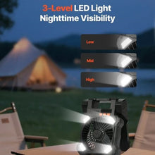 7W 8 Inch Portable Cordless Integrated 20000mAh Rechargeable Solar LED Lantern Fan