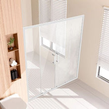 Semi-Frameless Shower Door 57.8-59 W x 70 H in Double Sliding Glass 1/4 in (6mm) Tempered Glass Chrome Hardware