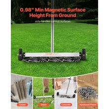 17 Inch Magnetic Sweeper with Wheels with Adjustable Handle for Garages Roofing Projects