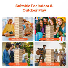 54-Block Tumbling Timber Toy, Wooden Stacking Game with Storage Crate Indoor/Outdoor Family Fun