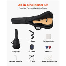 39 Inch Dreadnought Acoustic Guitar Bundle with Gig Bag Tuner Capo & Accessories (Natural)