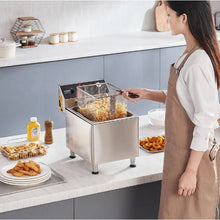 Commercial Deep Fryer 1750W Electric Countertop Fryer 12Qt/11.5L Stainless Steel with Basket & Temp Control