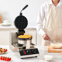 1300W Commerical Round Waffle Maker Rotatable Non-Stick Waffle for Kitchen