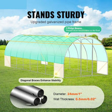 28 x 10 x 7.5' Ft Green Galvanized Frame PE Cover Walk-in Tunnel Greenhouse VV-TG-206-PE