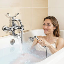 Clawfoot Tub Faucet Wall-Mount Bathtub Filler Handheld Shower Brushed Nickel 360° Spout