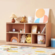 5-Compartment Cubby Mobile Tray Storage Cabinet 2-Shelf Classroom Cubbies (Natural)