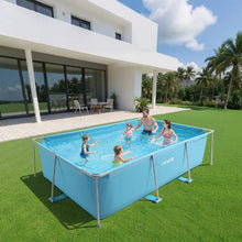 118 x 78 x 30 Inch Rectangular Frame Pool – Steel Metal Above Ground Swimming Pool 1046 Gallon Easy Setup